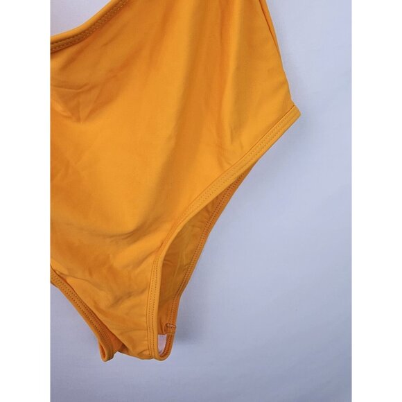 Ekouaer Women's Swimsuit Size Large Yellow Orange Center Cut Out One Piece Swim - Picture 4 of 7
